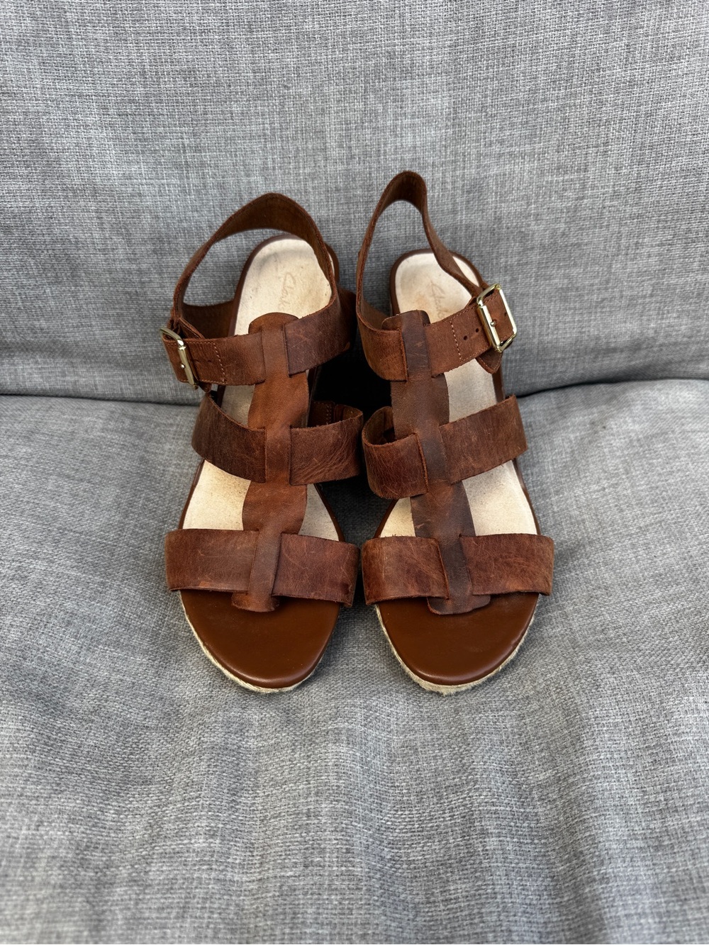 Clarks Brown Suede Espadrille Wedge Sandals Size 9